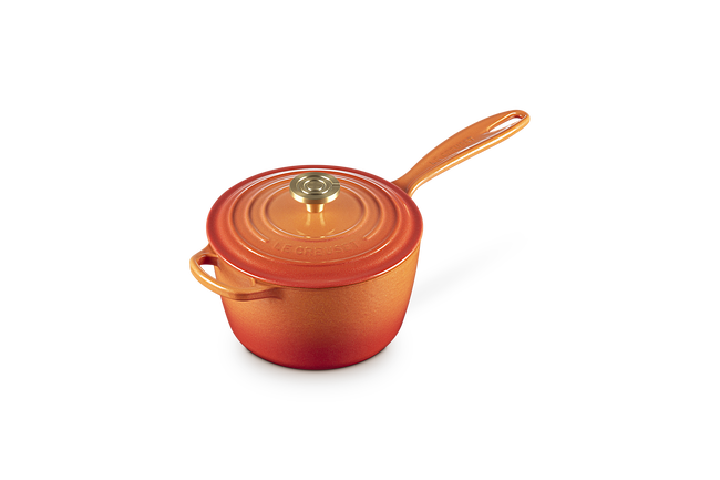 Cast Iron Flamme Dorée Signature Saucepan with Crucible Knob image number 4