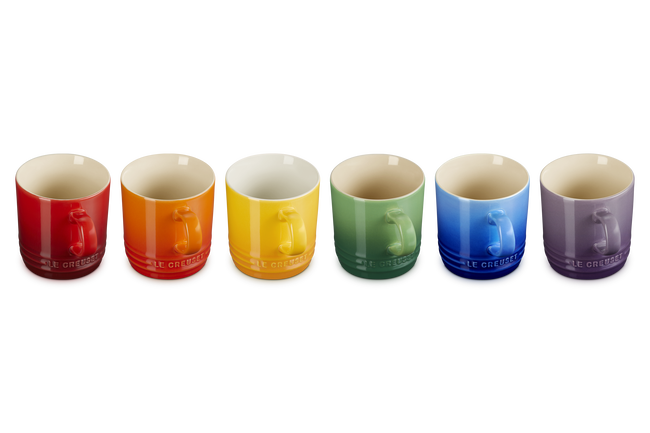 Stoneware Rainbow Set of 6 Cappuccino Mugs image number 3