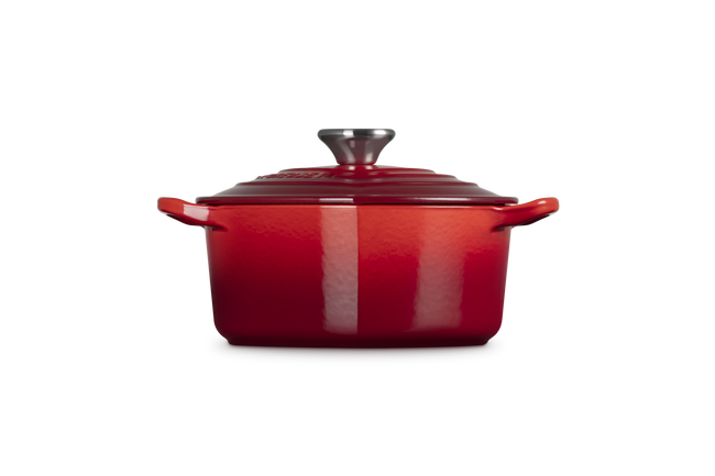 Cast Iron Heart Casserole Cerise with Stainless Steel Knob image number 2