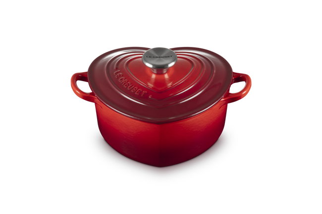 Cast Iron Heart Casserole Cerise with Stainless Steel Knob image number 3