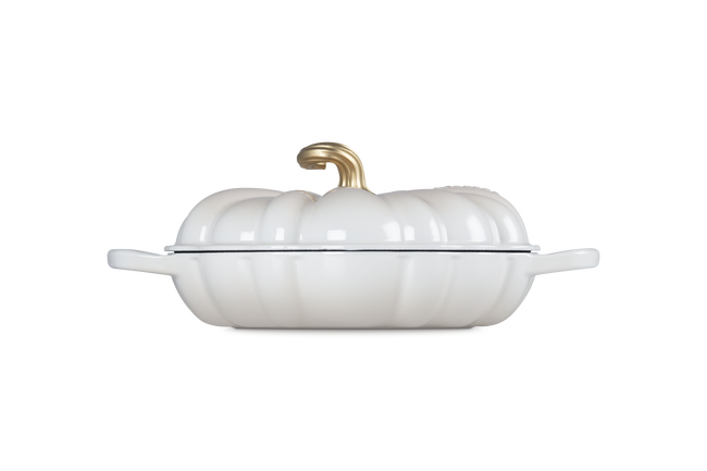 Le Creuset Cast Iron Signature Pumpkin Shallow Casserole 28cm MeringueMeringue image number 3