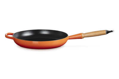Cast Iron Signature Frying Pan with Wooden Handle
