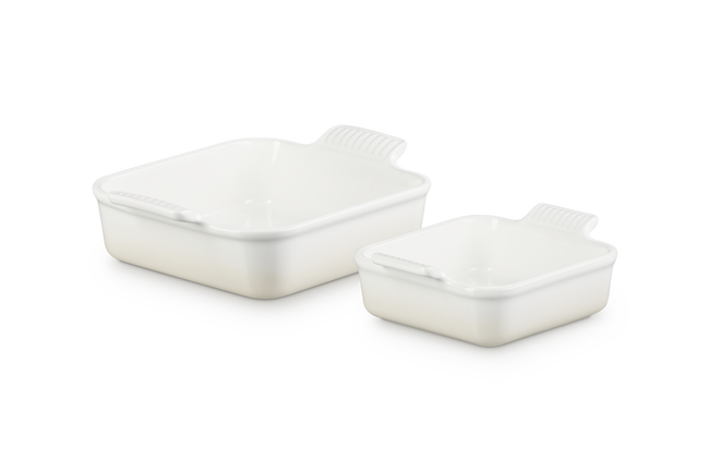 Stoneware Set of 2 Heritage Square DishesMeringue image number 1