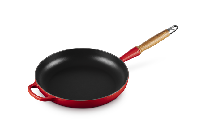 Le Creuset Cast Iron Signature Frying Pan with Wooden Handle 28cm CeriseCerise image number 6