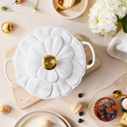 Le Creuset Cast Iron Signature Petal Shallow Casserole 26cm WhiteWhite image number 8