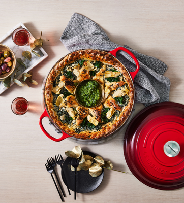 Spinach, Artichoke and Ricotta Stuffed Bread Wreath
