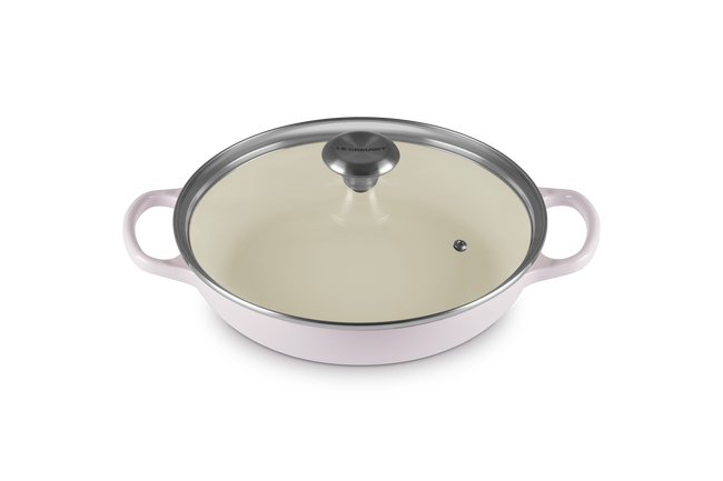 Le Creuset Cast Iron Signature Shallow Casserole with GlaStainless Steel Lid 26cm ShallotShallot image number 2