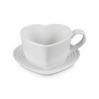 Stoneware Heart Mug with SaucerWhite image number 2