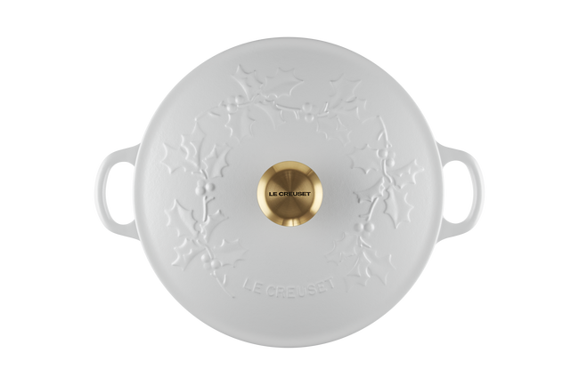 Cast Iron Holly Soup Pot with Gold KnobCotton image number 5