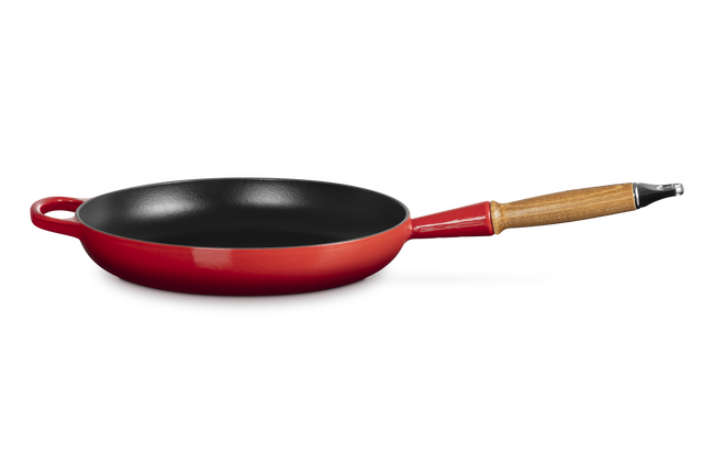 Le Creuset Cast Iron Signature Frying Pan with Wooden Handle 28cm CeriseCerise image number 1