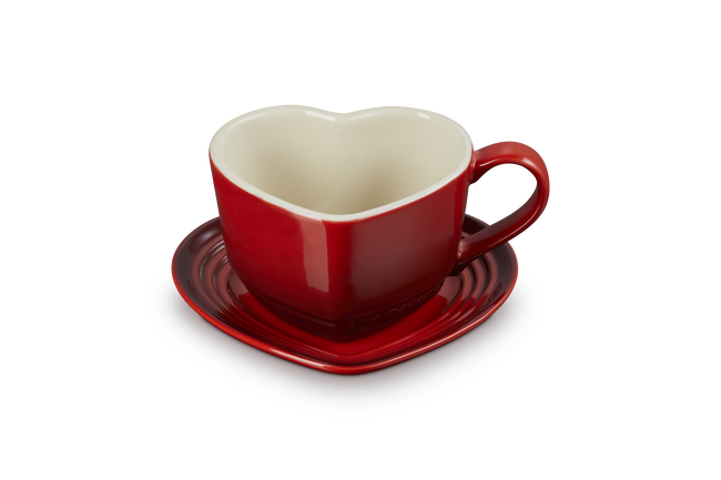 Stoneware Heart Mug with Saucer image number 1