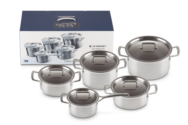 3-ply Stainless Steel 5-piece Cookware Set image number 2