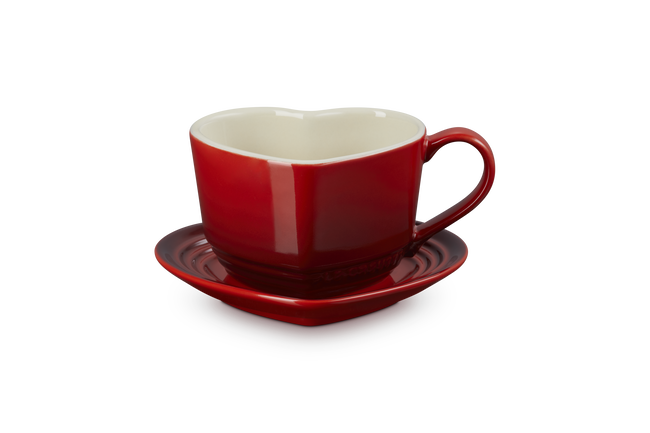 Stoneware Heart Mug with Saucer image number 2