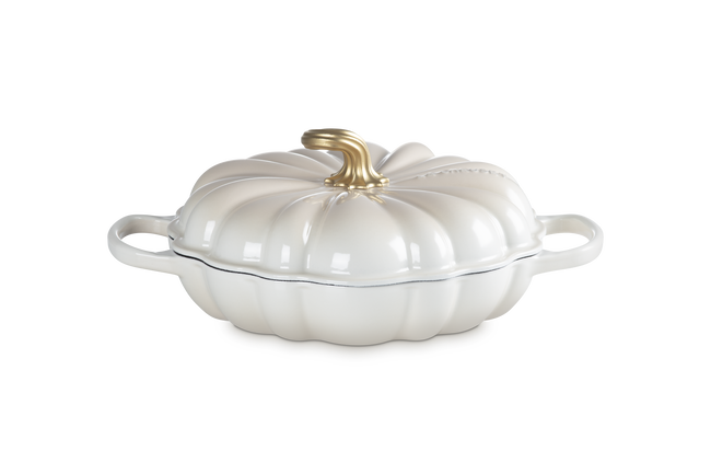 Le Creuset Cast Iron Signature Pumpkin Shallow Casserole 28cm MeringueMeringue image number 1