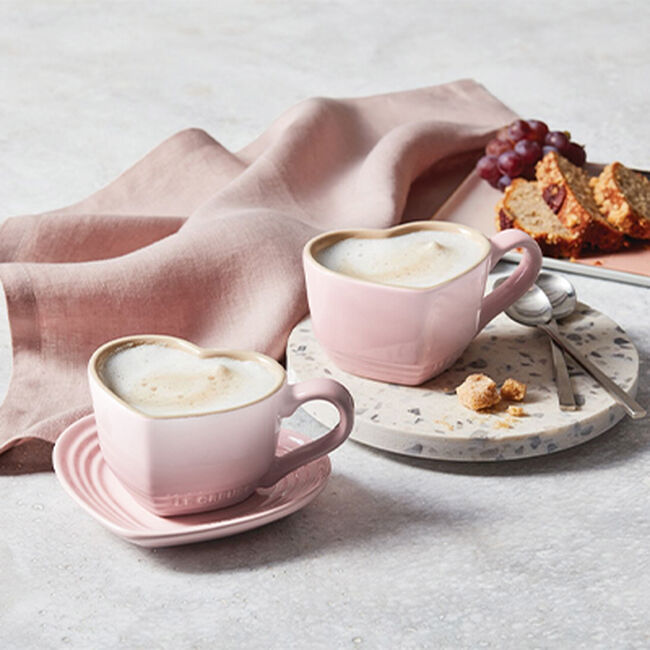 Le Creuset Stoneware Heart Mug with Saucer 220ml Shell PinkShell Pink image number 5