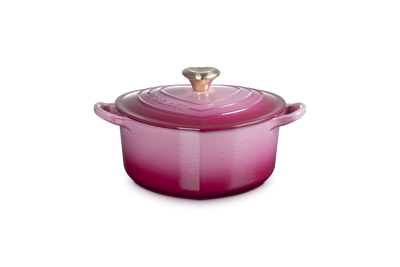 Cast Iron Heart Deep Casserole Berry with Light Gold Heart Knob