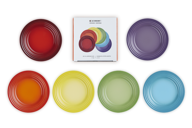 Stoneware Rainbow Set of 6 Appetizer Plates image number 7