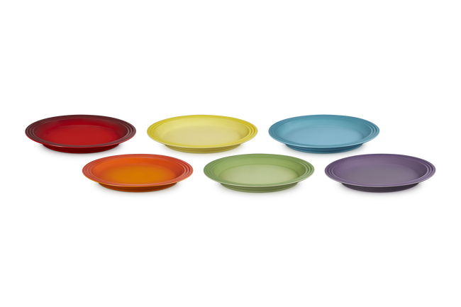Stoneware Rainbow Set of 6 Dinner Plates image number 1