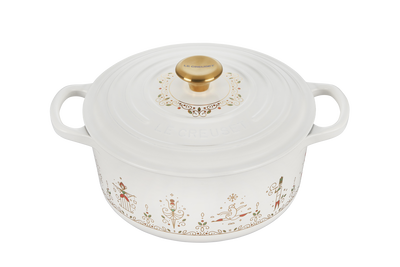Le Creuset Cast Iron Signature Round No&ecirc;l 12 Days of Christmas 22cm White