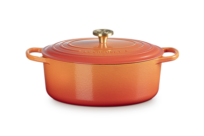 Cast Iron Flamme Dor&eacute;e Signature Oval Casserole with Crucible Knob