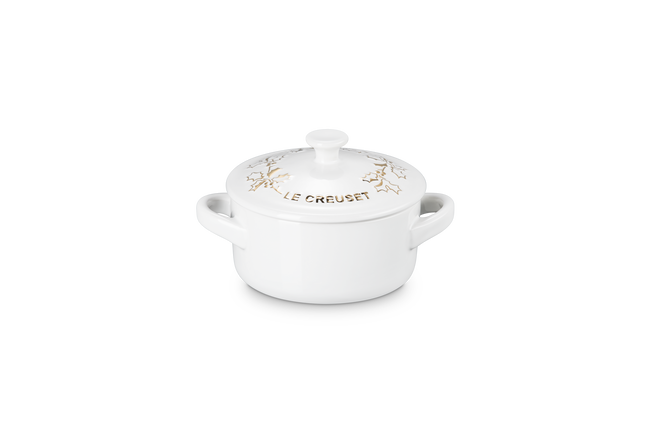 Le Creuset Stoneware Holly Mini Casserole with Gold Decal 10cm image number 2