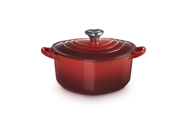 Cast Iron Heart Shaped Casserole with Heart KnobCerise image number 1