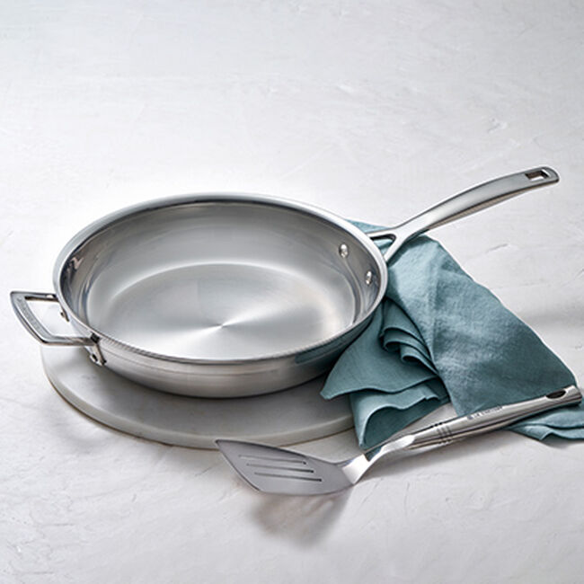 3-ply Stainless Steel Uncoated Frying Pan with Helper Handle image number 1