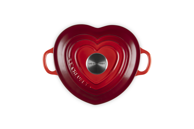 Cast Iron Heart Casserole Cerise with Stainless Steel Knob image number 5