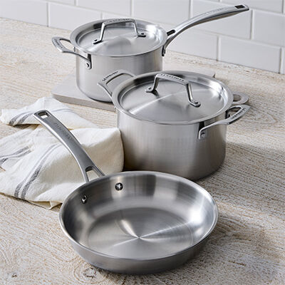 Essential 3-ply Stainless Steel 3-piece Cookware Set | Le Creuset®
