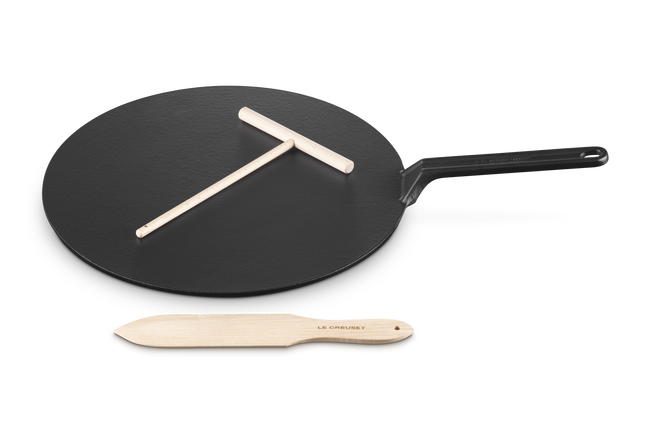 Satin Black Cast Iron Crepe Pan image number 1