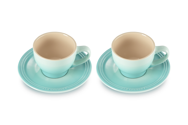 Stoneware Set of 2 Cups and SaucersCool Mint image number 2