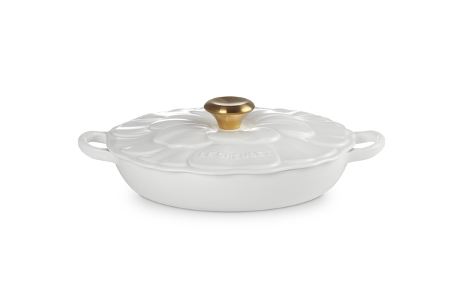 Cast Iron Petal Shallow CasseroleWhite image number 1