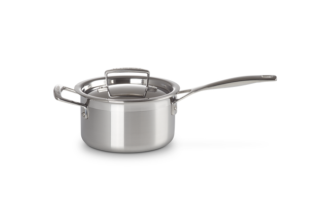 3-ply Stainless Steel Saucepan with Lid & Helper Handle image number 1