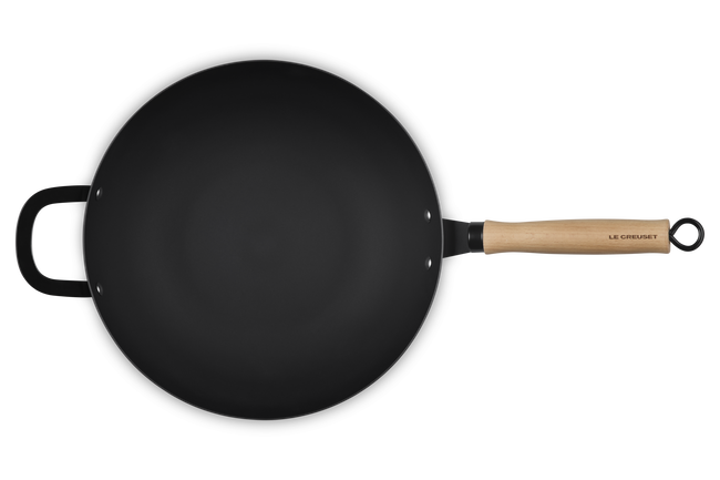 Le Creuset Carbon Steel Wok with Glass Lid & Wooden Handle 30cm image number 5