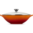 Le Creuset Cast Iron Signature Wok with GlaStainless Steel Lid 32cm FlameFlame image number 3