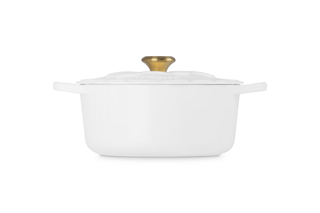 Le Creuset Cast Iron Signature Petal Round Casserole 26cm WhiteWhite image number 3
