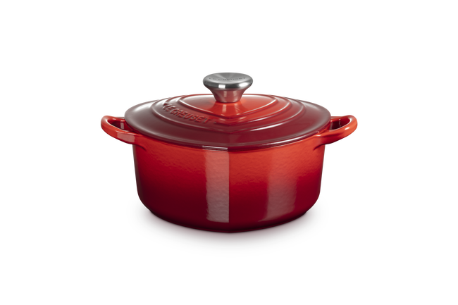 Cast Iron Heart Casserole Cerise with Stainless Steel Knob image number 1
