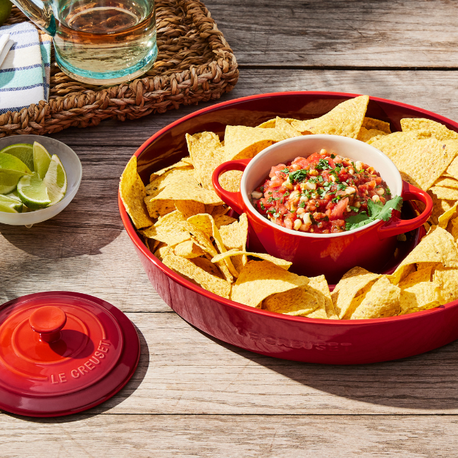 Stoneware Chip and Dip PlatterCerise image number 5