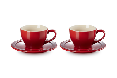 Stoneware Set of 2 Cups and Saucers