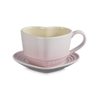 Le Creuset Stoneware Heart Mug with Saucer 220ml Shell PinkShell Pink image number 1