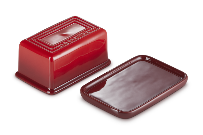Stoneware Large Butter DishCerise image number 4