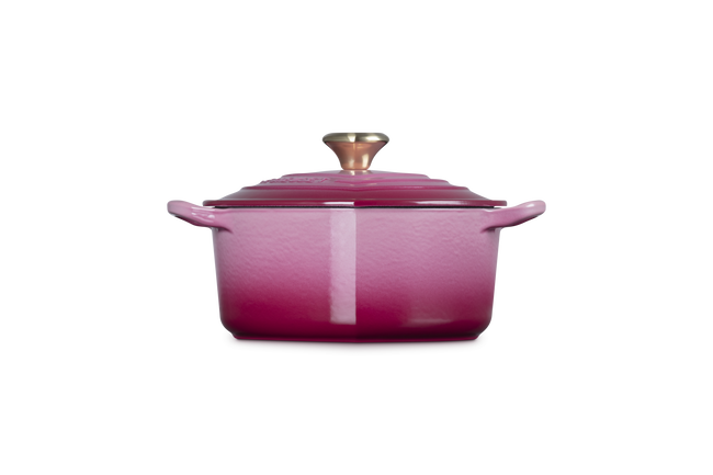 Cast Iron Heart Deep Casserole Berry with Light Gold Heart Knob image number 3