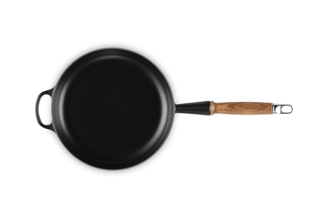 Le Creuset Cast Iron Signature Frying Pan with Wooden Handle 24cm Matte BlackMatte Black image number 4