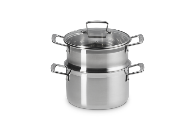 3-ply Stainless Steel Casserole with Steamer Set image number 6