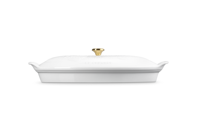 Stoneware Heritage Fish Baker with LidWhite image number 3