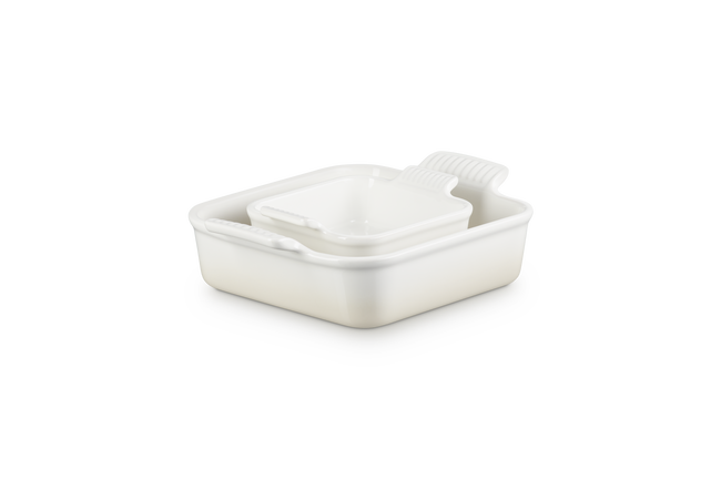 Stoneware Set of 2 Heritage Square DishesMeringue image number 2