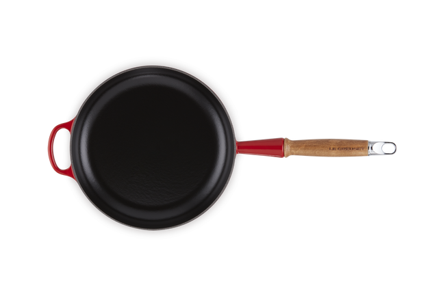 Le Creuset Cast Iron Signature Frying Pan with Wooden Handle 24cm CeriseCerise image number 4