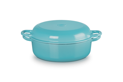 Le Creuset Cast Iron Classic Round Cocotte with Baker Lid 26cm Turquoise
