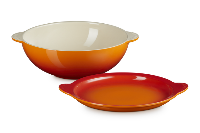 Stoneware Signature Round Serving Bowl with LidFlame image number 1