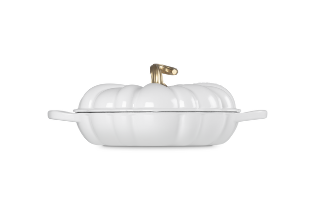 Le Creuset Cast Iron Signature Pumpkin Shallow Casserole 28cm WhiteWhite image number 3
